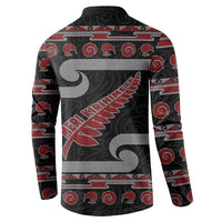 New Zealand Christmas Button Sweatshirt Meri Kirihimete Silver Fern Knit Style Red Color LT03 - Polynesian Pride