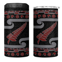 New Zealand Christmas 4 in 1 Can Cooler Tumbler Meri Kirihimete Silver Fern Knit Style Red Color LT03 One Size: 16 oz Red - Polynesian Pride