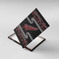 New Zealand Christmas Canvas Wall Art Meri Kirihimete Silver Fern Knit Style Red Color LT03 With Frame Red - Polynesian Pride