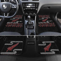 New Zealand Christmas Car Mats Meri Kirihimete Silver Fern Knit Style Red Color LT03 Set 4pcs Red - Polynesian Pride