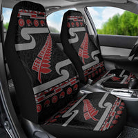 New Zealand Christmas Car Seat Cover Meri Kirihimete Silver Fern Knit Style Red Color LT03 - Polynesian Pride