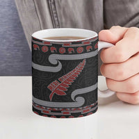 New Zealand Christmas Ceramic Mug Meri Kirihimete Silver Fern Knit Style Red Color LT03 - Polynesian Pride