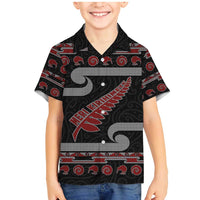 New Zealand Christmas Family Matching Mermaid Dress and Hawaiian Shirt Meri Kirihimete Silver Fern Knit Style Red Color LT03 Son's Shirt Red - Polynesian Pride