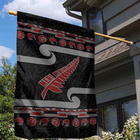 New Zealand Christmas Garden Flag Meri Kirihimete Silver Fern Knit Style Red Color LT03 - Polynesian Pride