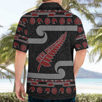 New Zealand Christmas Hawaiian Shirt Meri Kirihimete Silver Fern Knit Style Red Color LT03 - Polynesian Pride