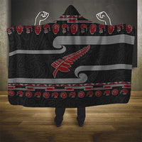 New Zealand Christmas Hooded Blanket Meri Kirihimete Silver Fern Knit Style Red Color LT03 - Polynesian Pride
