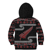 New Zealand Christmas Kid Hoodie Meri Kirihimete Silver Fern Knit Style Red Color LT03 - Polynesian Pride