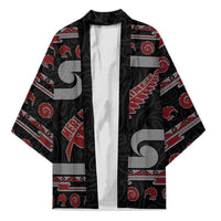 New Zealand Christmas Kimono Meri Kirihimete Silver Fern Knit Style Red Color LT03 Unisex Red - Polynesian Pride