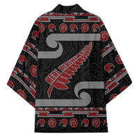 New Zealand Christmas Kimono Meri Kirihimete Silver Fern Knit Style Red Color LT03 - Polynesian Pride