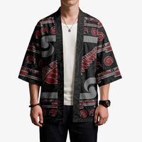 New Zealand Christmas Kimono Meri Kirihimete Silver Fern Knit Style Red Color LT03 - Polynesian Pride