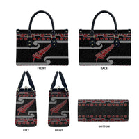 New Zealand Christmas Leather Bag Meri Kirihimete Silver Fern Knit Style Red Color LT03 - Polynesian Pride