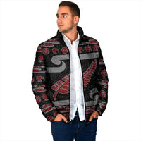 New Zealand Christmas Padded Jacket Meri Kirihimete Silver Fern Knit Style Red Color LT03 - Polynesian Pride