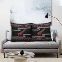 New Zealand Christmas Pillow Cover Meri Kirihimete Silver Fern Knit Style Red Color LT03 - Polynesian Pride