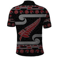 New Zealand Christmas Polo Shirt Meri Kirihimete Silver Fern Knit Style Red Color LT03 - Polynesian Pride