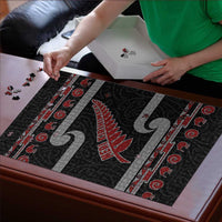 New Zealand Christmas Puzzle Meri Kirihimete Silver Fern Knit Style Red Color LT03 - Polynesian Pride