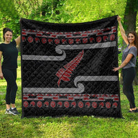 New Zealand Christmas Quilt Meri Kirihimete Silver Fern Knit Style Red Color LT03 - Polynesian Pride