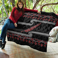 New Zealand Christmas Quilt Meri Kirihimete Silver Fern Knit Style Red Color LT03 - Polynesian Pride