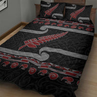 New Zealand Christmas Quilt Bed Set Meri Kirihimete Silver Fern Knit Style Red Color LT03 - Polynesian Pride