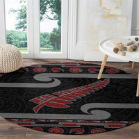 New Zealand Christmas Round Carpet Meri Kirihimete Silver Fern Knit Style Red Color LT03 - Polynesian Pride