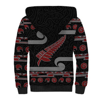 New Zealand Christmas Sherpa Hoodie Meri Kirihimete Silver Fern Knit Style Red Color LT03 - Polynesian Pride