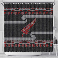 New Zealand Christmas Shower Curtain Meri Kirihimete Silver Fern Knit Style Red Color LT03 - Polynesian Pride
