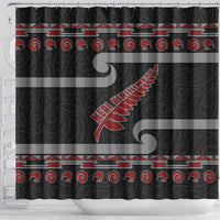 New Zealand Christmas Shower Curtain Meri Kirihimete Silver Fern Knit Style Red Color LT03 - Polynesian Pride
