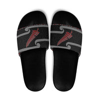 New Zealand Christmas Slide Sandals Meri Kirihimete Silver Fern Knit Style Red Color LT03 Red - Polynesian Pride