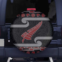New Zealand Christmas Spare Tire Cover Meri Kirihimete Silver Fern Knit Style Red Color LT03 No hole Red - Polynesian Pride