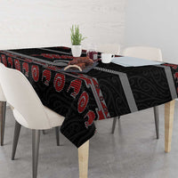 New Zealand Christmas Tablecloth Meri Kirihimete Silver Fern Knit Style Red Color LT03 - Polynesian Pride