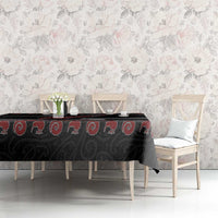 New Zealand Christmas Tablecloth Meri Kirihimete Silver Fern Knit Style Red Color LT03 - Polynesian Pride