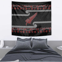 New Zealand Christmas Tapestry Meri Kirihimete Silver Fern Knit Style Red Color LT03 - Polynesian Pride