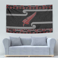 New Zealand Christmas Tapestry Meri Kirihimete Silver Fern Knit Style Red Color LT03 - Polynesian Pride