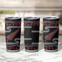 New Zealand Christmas Tumbler Cup Meri Kirihimete Silver Fern Knit Style Red Color LT03 - Polynesian Pride