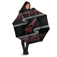 New Zealand Christmas Umbrella Meri Kirihimete Silver Fern Knit Style Red Color LT03 - Polynesian Pride