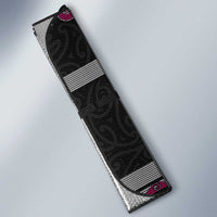 New Zealand Christmas Auto Sun Shade Meri Kirihimete Silver Fern Knit Style Pink Color LT03 - Polynesian Pride