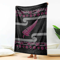 New Zealand Christmas Blanket Meri Kirihimete Silver Fern Knit Style Pink Color LT03 - Polynesian Pride