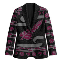 New Zealand Christmas Blazer Meri Kirihimete Silver Fern Knit Style Pink Color LT03 Unisex Pink - Polynesian Pride