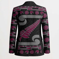 New Zealand Christmas Blazer Meri Kirihimete Silver Fern Knit Style Pink Color LT03 - Polynesian Pride