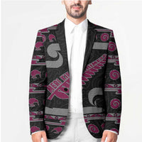 New Zealand Christmas Blazer Meri Kirihimete Silver Fern Knit Style Pink Color LT03 - Polynesian Pride