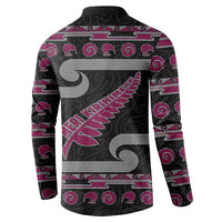New Zealand Christmas Button Sweatshirt Meri Kirihimete Silver Fern Knit Style Pink Color LT03 - Polynesian Pride
