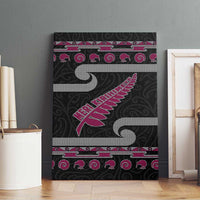 New Zealand Christmas Canvas Wall Art Meri Kirihimete Silver Fern Knit Style Pink Color LT03 - Polynesian Pride