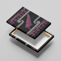 New Zealand Christmas Canvas Wall Art Meri Kirihimete Silver Fern Knit Style Pink Color LT03 - Polynesian Pride
