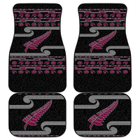 New Zealand Christmas Car Mats Meri Kirihimete Silver Fern Knit Style Pink Color LT03 - Polynesian Pride