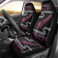 New Zealand Christmas Car Seat Cover Meri Kirihimete Silver Fern Knit Style Pink Color LT03 - Polynesian Pride