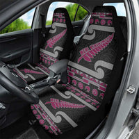 New Zealand Christmas Car Seat Cover Meri Kirihimete Silver Fern Knit Style Pink Color LT03 - Polynesian Pride