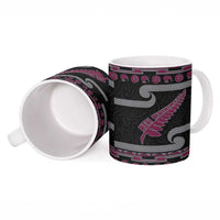 New Zealand Christmas Ceramic Mug Meri Kirihimete Silver Fern Knit Style Pink Color LT03 - Polynesian Pride