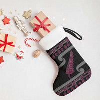 New Zealand Christmas Stocking Meri Kirihimete Silver Fern Knit Style Pink Color LT03 - Polynesian Pride