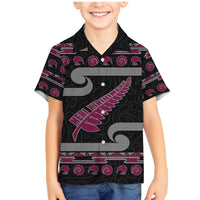 New Zealand Christmas Family Matching Mermaid Dress and Hawaiian Shirt Meri Kirihimete Silver Fern Knit Style Pink Color LT03 Son's Shirt Pink - Polynesian Pride