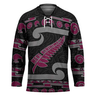 New Zealand Christmas Hockey Jersey Meri Kirihimete Silver Fern Knit Style Pink Color LT03 Unisex Pink - Polynesian Pride