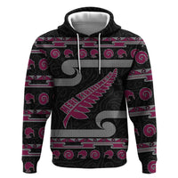 New Zealand Christmas Hoodie Meri Kirihimete Silver Fern Knit Style Pink Color LT03 Pullover Hoodie Pink - Polynesian Pride